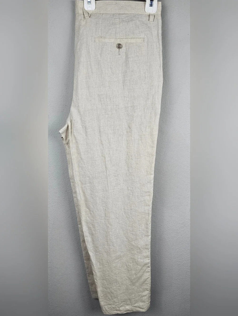 Tasso Elba Men’s 100% Linen Pants Sz 34x30 Beige Natural Flat Front Lightweight